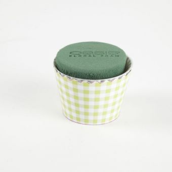 OASIS® Ideal Floral Foam Maxlife Cupcakes - Green Gingham - 8cm (Pack of 6)