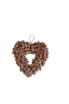 Iced Pine Heart Wreath - Natural - 33cm