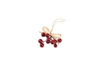 Hanging Berries on Raffia (Pack of 6) - Red - 13cm