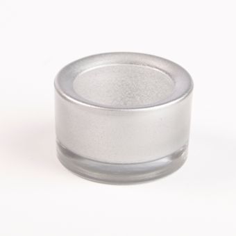 Small Glass Tealight Holder - Silver