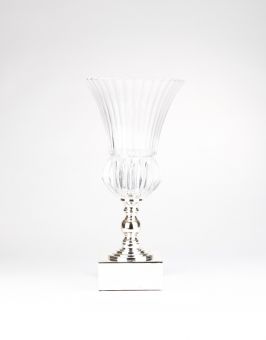 Glass Olympus Vase with Silver Base