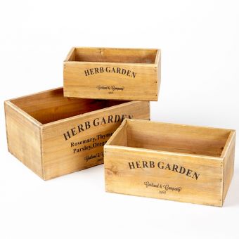 Wooden Herb Garden Boxes Set 