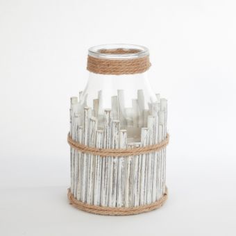 Wood & Glass Lighthouse Hurricane - 30cm