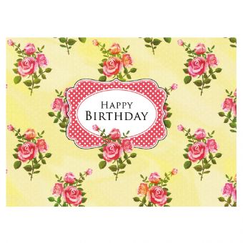 Happy Birthday - Rose Bunch Yellow Print