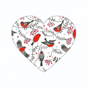 Christmas Birds and Berries - Heart