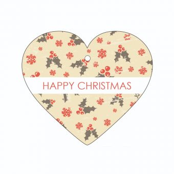 Happy Christmas - Holly - Heart
