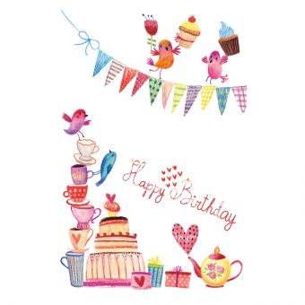 Happy Birthday, Tea Party - Folded