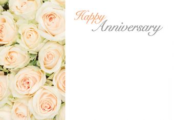Happy Anniversary - Ivory & Green Roses Classic Worded Card 