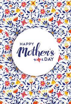 Happy Mothers Day - Blue Tiny Flowers Folded Worded Card