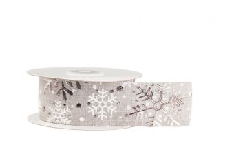 Snowflake Ribbon - Grey/Silver - 10m