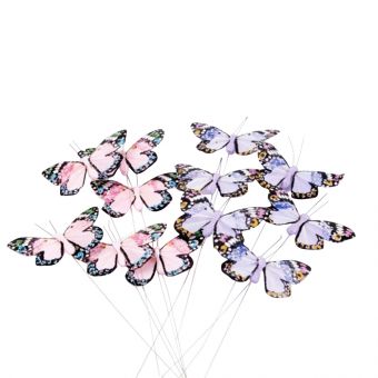 Feather Butterfly on Wire - Purple/Lilac - 11cm (Pack of 12)