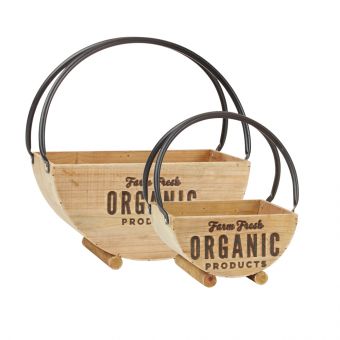 Organic Lined Wooden Basket Set