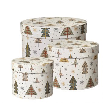 Snow Valley Lined Hat Boxes - Set of 3