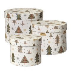 Snow Valley Lined Hat Box (Set of 3)