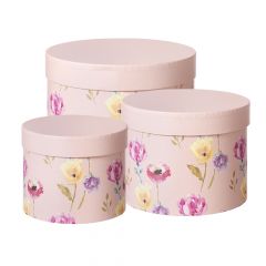 Flora Hat Boxes - Set of 3 - Pink