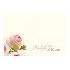 In Loving Memory of Mum White/Pink Roses  - Folded