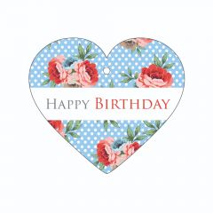 Happy Birthday - Red Roses and Polka Dots - Heart