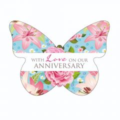 With Love on Our Anniversary - Pink Flowers - Butterfly (Pack of 12)