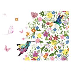 Humming Birds, Butterflies, Flowers 