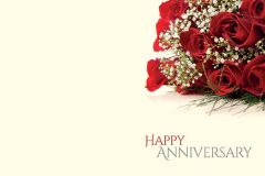 Happy Anniversary - Roses & Gypsophila Classic Worded Card 