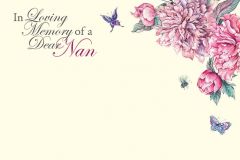 In Loving Memory of a Dear Nan - Vintage Flowers Remembrance Card 
