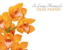 In Loving Memory of a Dear Friend - Orange Orchid Remembrance Card 