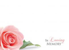 In Loving Memory - Pink Rose Large Remembrance Card 