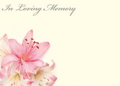 In Loving Memory - Pink Lily Large Remembrance Card 
