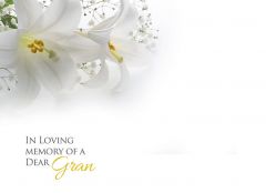 In Loving Memory of a Dear Gran - White Lillies & Gypsophila Large Remembrance Card 
