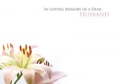 In Loving Memory of a Dear Husband - Lillies Large Remembrance Card 