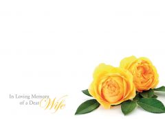 In Loving Memory of a Dear Wife - Yellow Peony Large Remembrance Card 