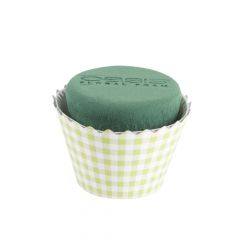 OASIS® Ideal Floral Foam Maxlife Cupcakes - Green Gingham - 12cm (Pack of 6)