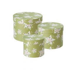 Holly Star Lined Hat Boxes (Set of 3)